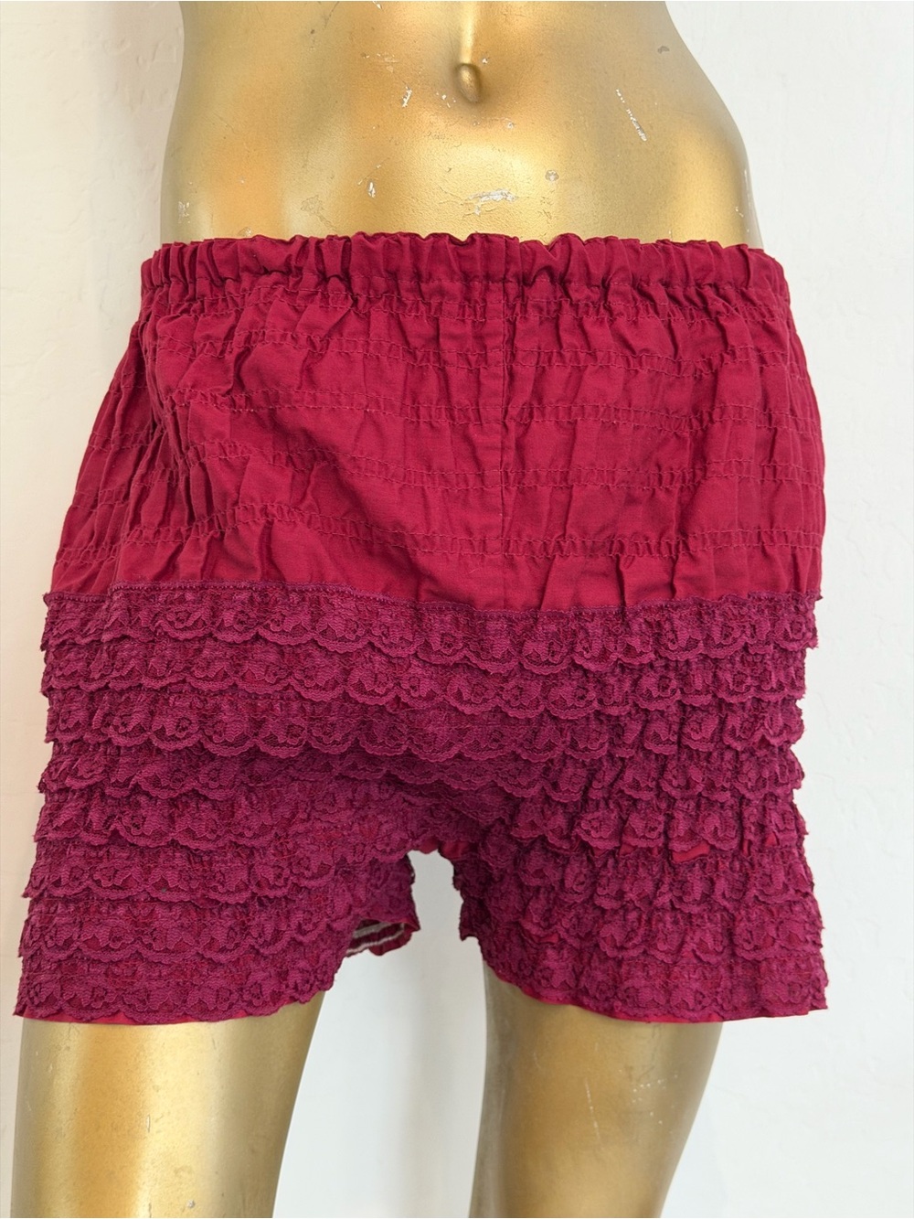 Vintage Barbara’s Western Fashions Cowgirl Bloomers Burgundy Lace Shorts Texas S